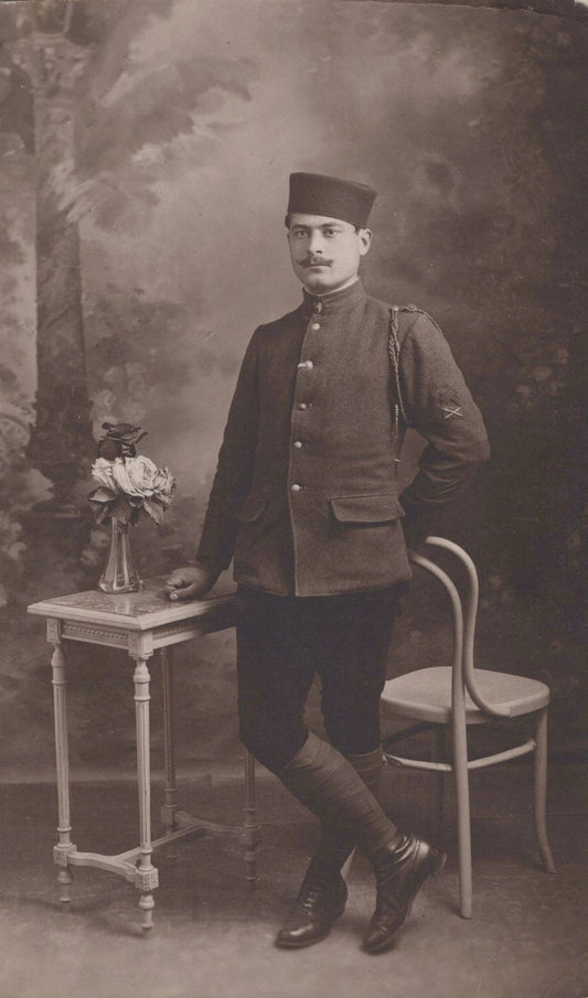carte photo d'un mitrailleur de zouaves 1914-1918