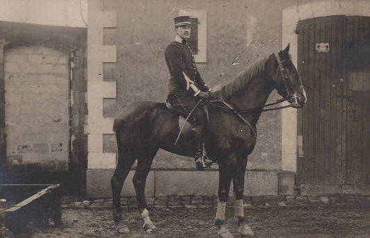 carte photo d'un MDL à cheval du 25° Dragons avant 1914