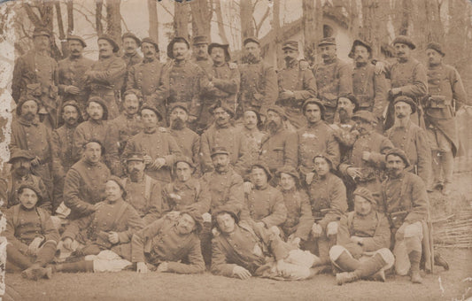 carte photo d'une section de poilus du 112° rgt d'infanterie Toulon 1914-18