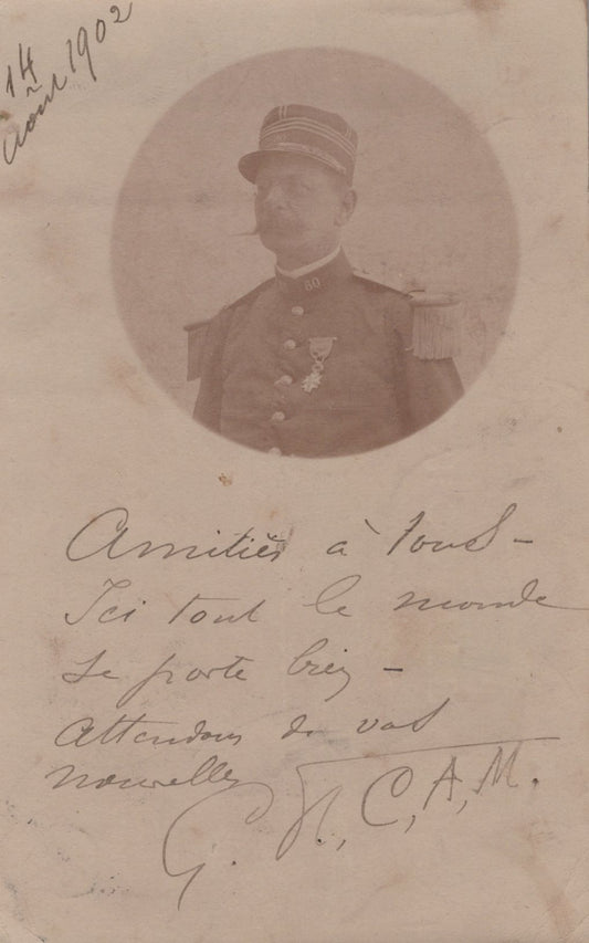 carte photo officier du 80°RI (Narbonne) décoré de la Legion d'Honneur 1902