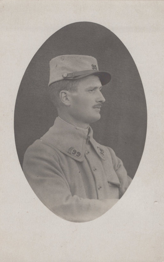 carte photo d'un soldat du 99°RI prisonnier en Allemagne 1914-18