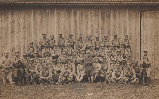 carte photo groupe du 30°RI Annecy écrite par un soldat tué en 1917 au Chemin des Dames