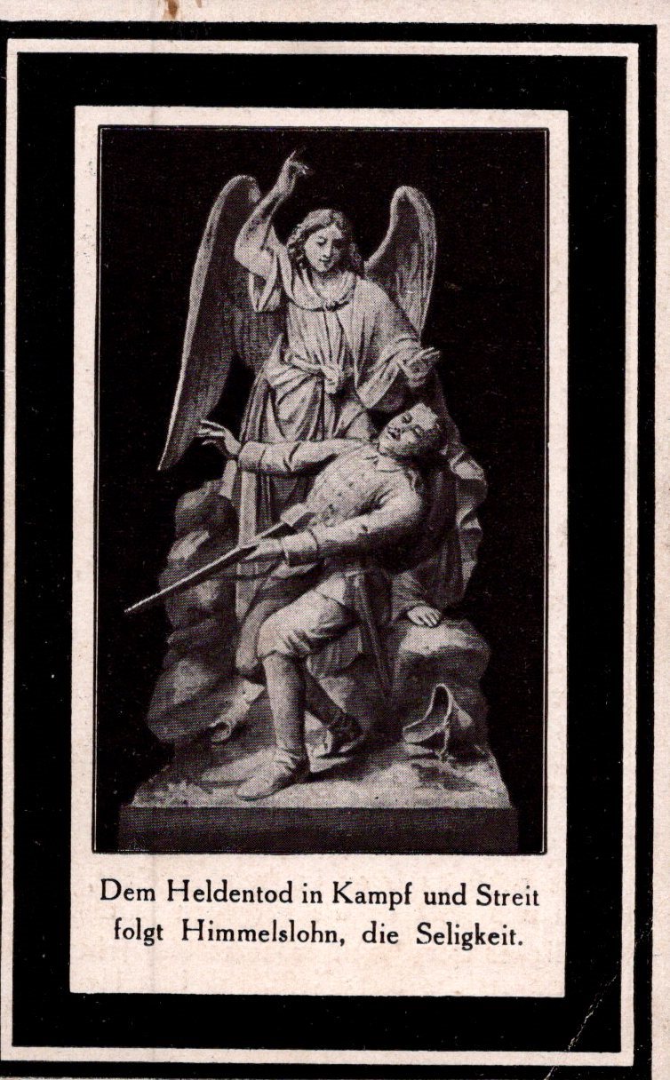 carte avis de décès soldat allemand réserviste tué en Russie en 1915