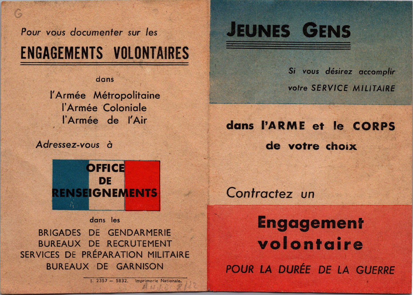 tract d'engagement pour la durée de la guerre 1939-45