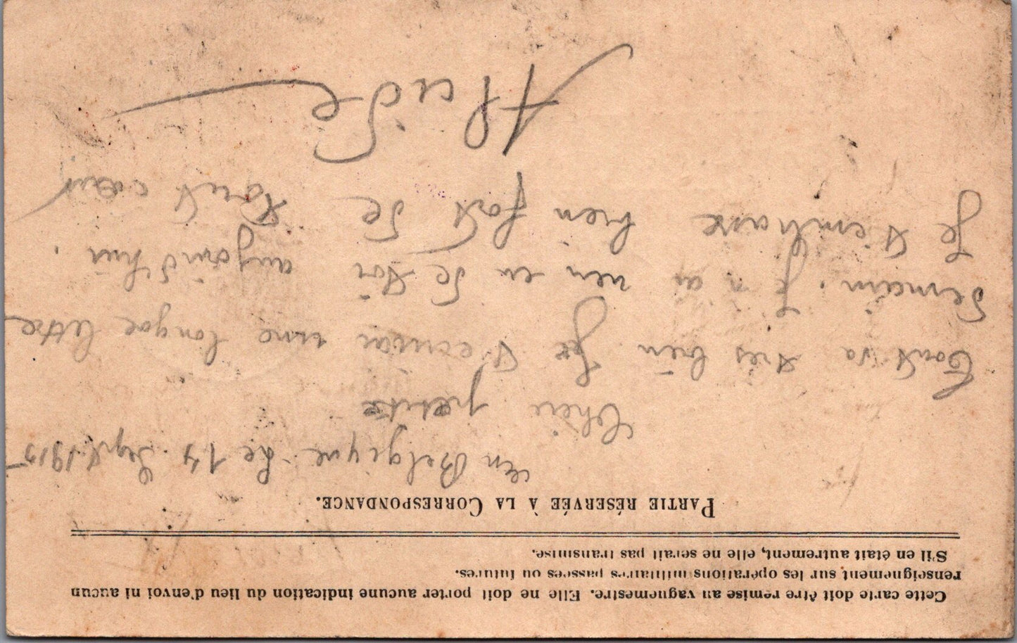 3 cartes de correspondance 1915, régiment de fusiliers marins Belgique, beaux tampons