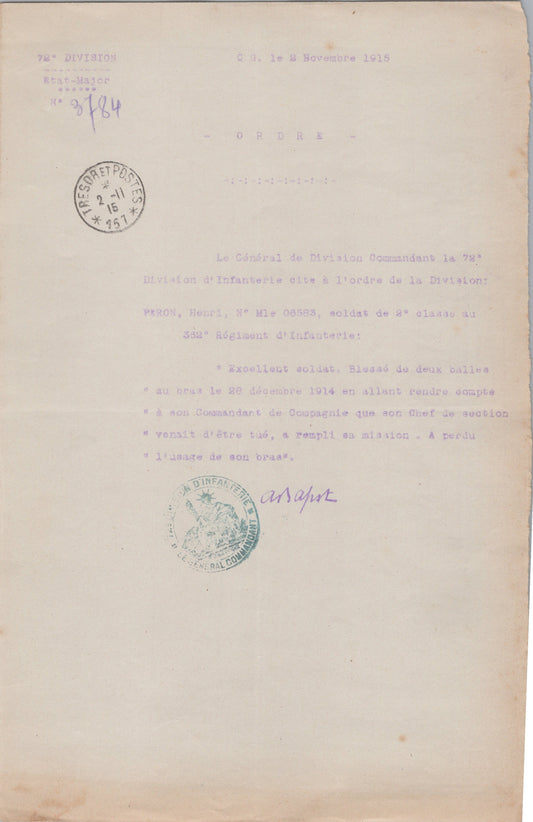 citation d'un soldat du 362°RI tué en 1914, 72° division, Verdun 1915, bois des Caures