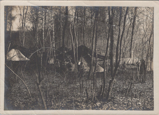 grande photo campement français dans un sous bois 14-18 18x13 cm