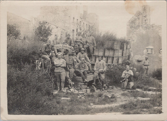grande photo soldats français du génie villa bon repos  14-18 18x13 cm