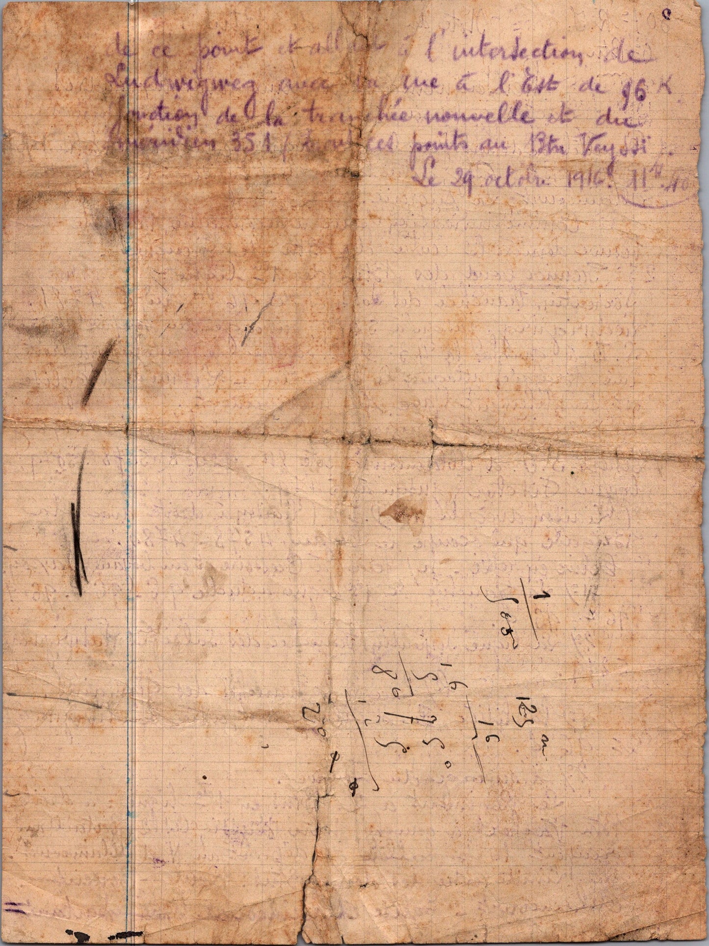 feuille d'ordres faite au combat 307°RI offensive de la Somme octobre 16