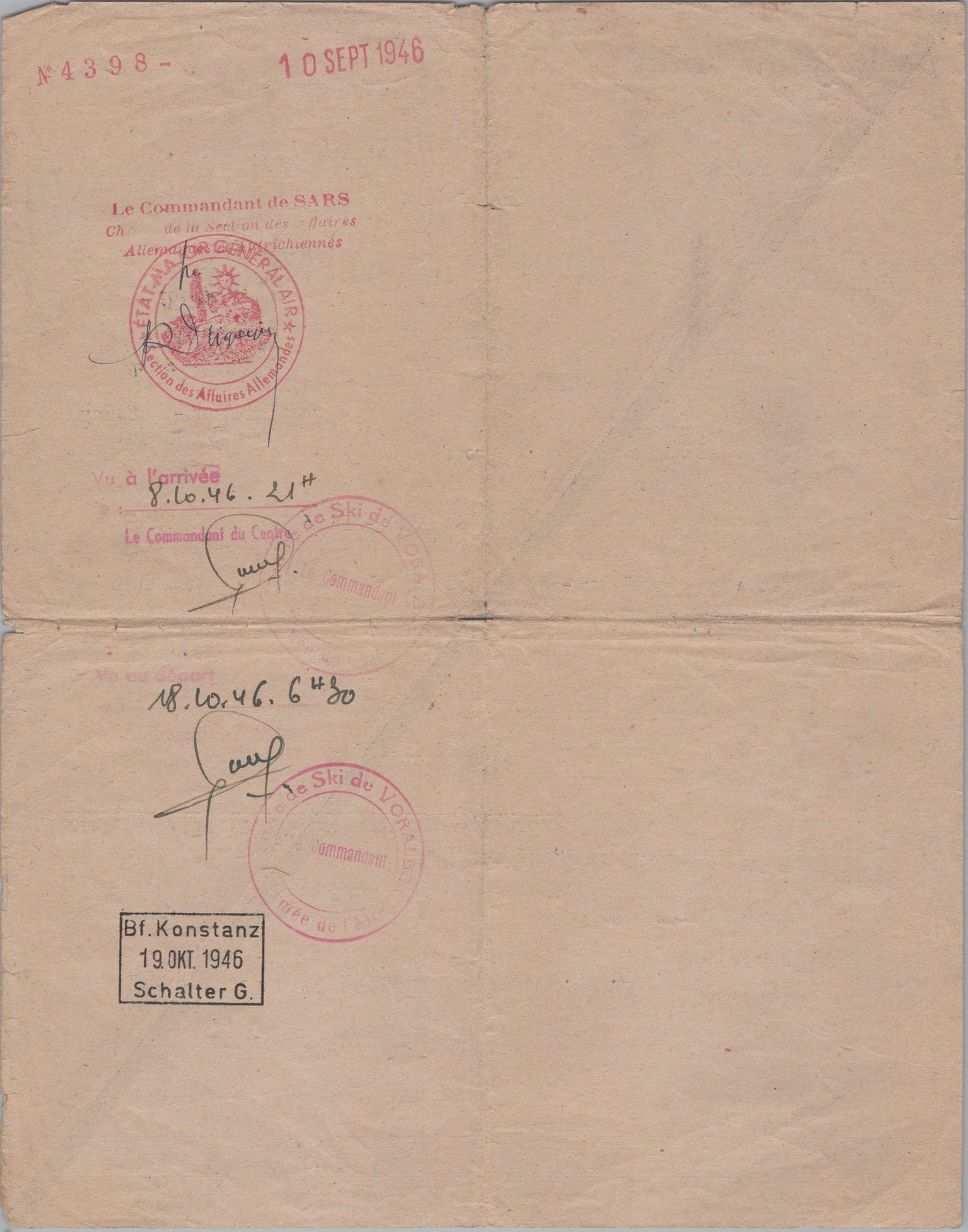 ordre de mission pour une femme en direction de l'Autriche 1946