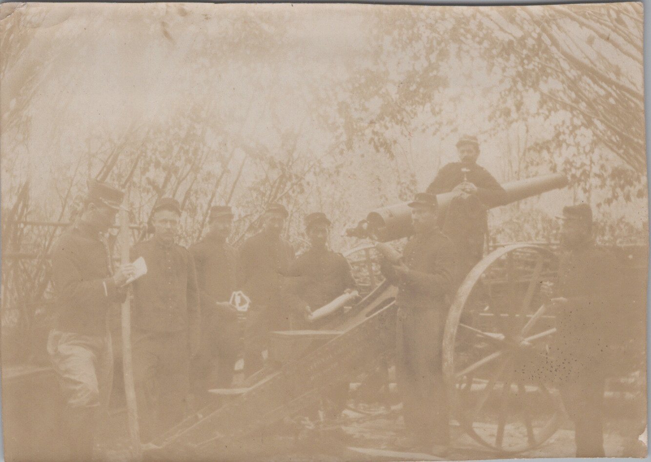 photo canon français 90 de Bange avec servants 1914-1918 11x8 cm