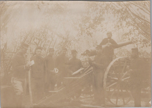 photo canon français 90 de Bange avec servants 1914-1918 11x8 cm