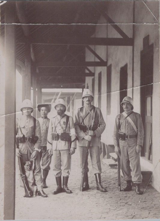 photo de marsouins et d'indochinois vers 1900 14x10 cm