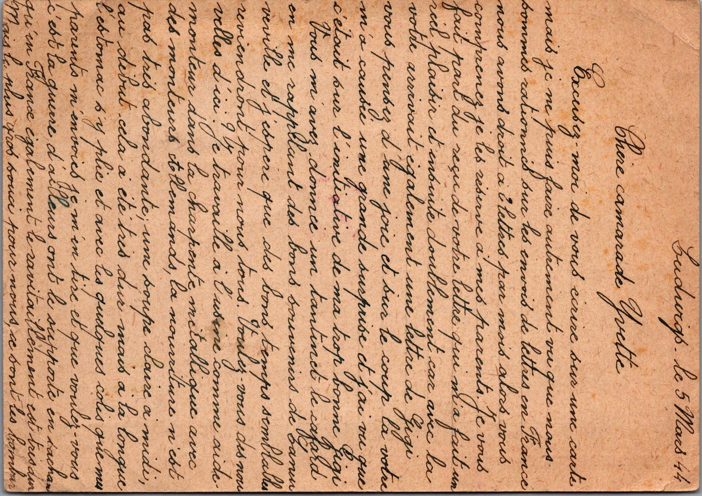 carte postale d'un travailleur du STO envoyée en France, Timbres 1944