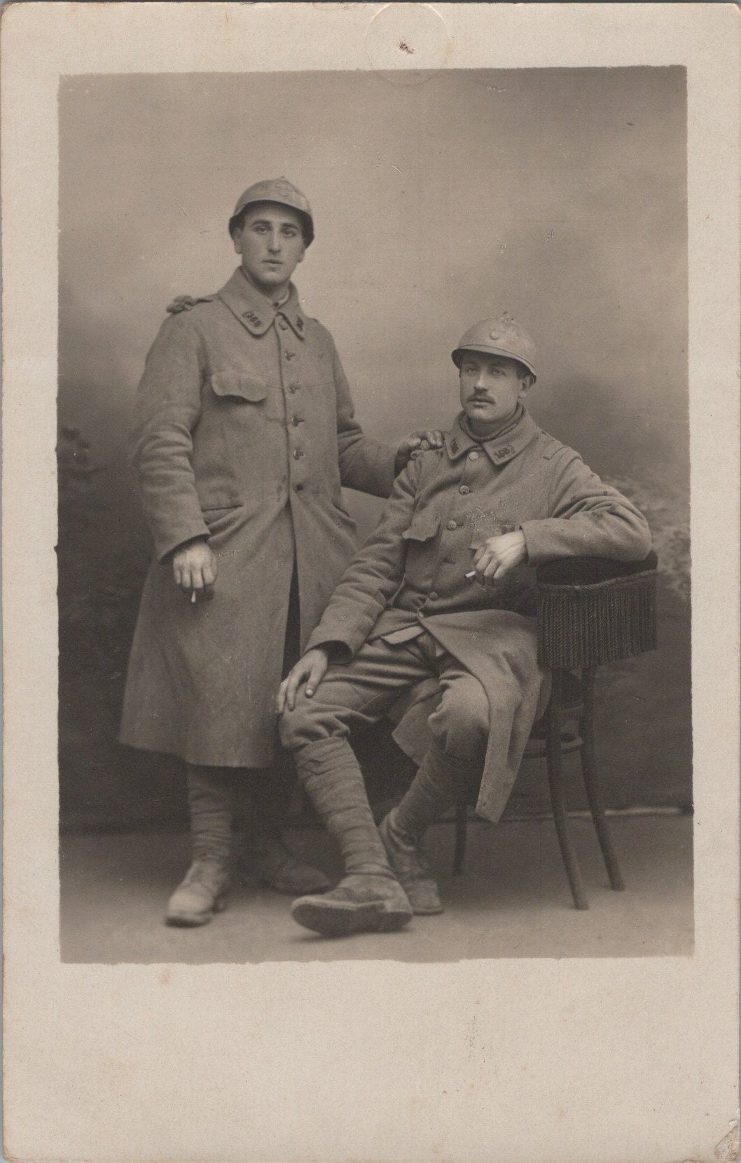 carte photo deux poilus du 168°RI loups du bois le prêtre 1916