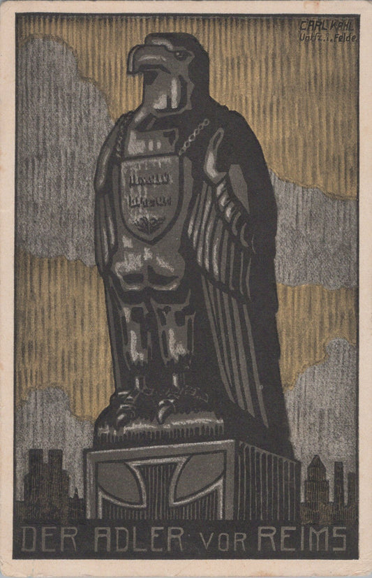 carte postale et carte photo aigle de collecte de fonds (clous) vers Reims 1916