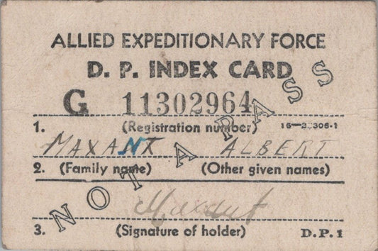 carte américaine pour le rapatriement des prisonniers français 1945