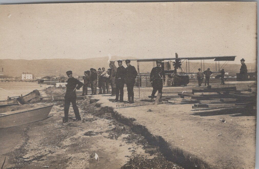 4 photos vue aérienne camp d'hydravions Français et anglais Salonique 1914-1918
