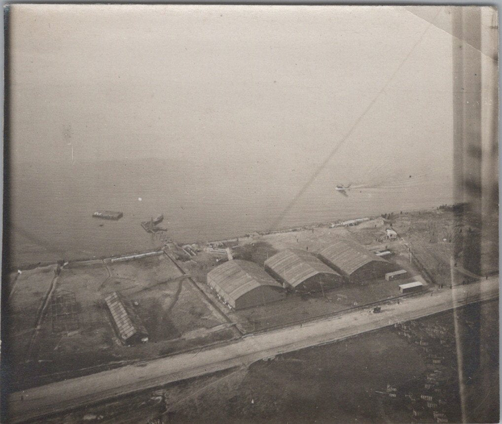 4 photos vue aérienne camp d'hydravions Français et anglais Salonique 1914-1918