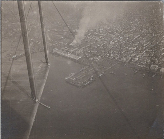 3 photos vue aérienne bombardement par zeppelin de Salonique 1914-1918