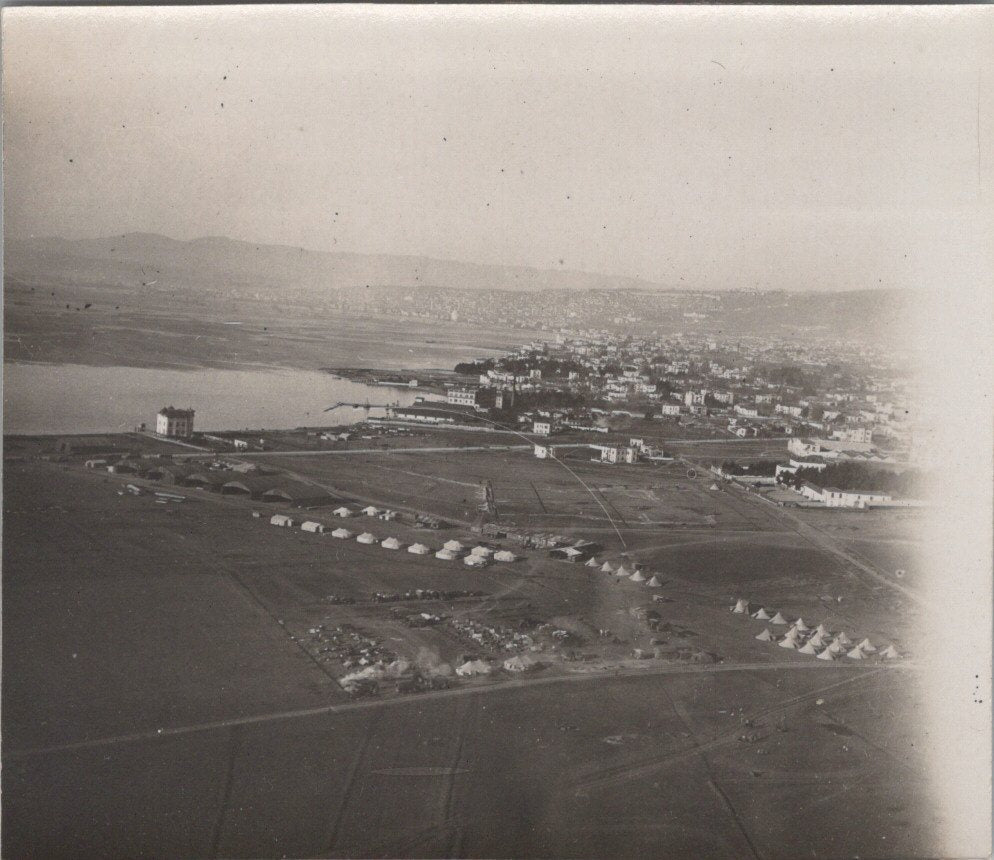 5 photos vue aérienne camp d'aviation Français et Salonique 1914-1918