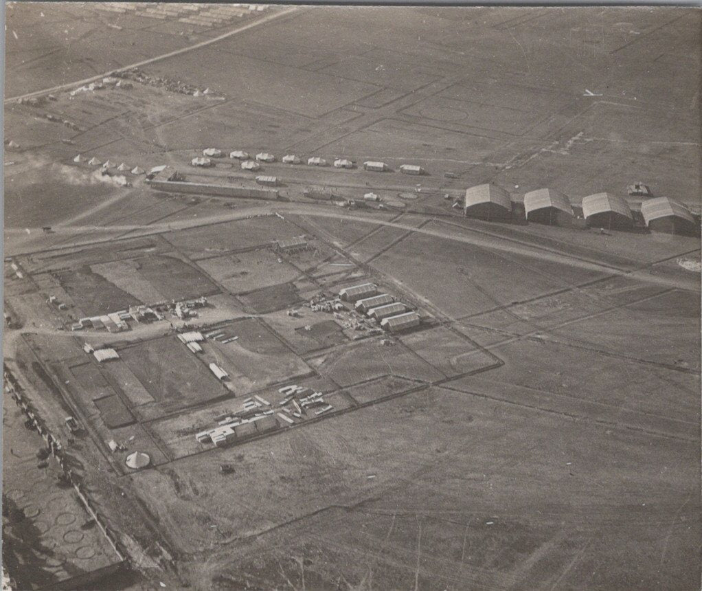 5 photos vue aérienne camp d'aviation Français Salonique 1914-1918 9x7 cm