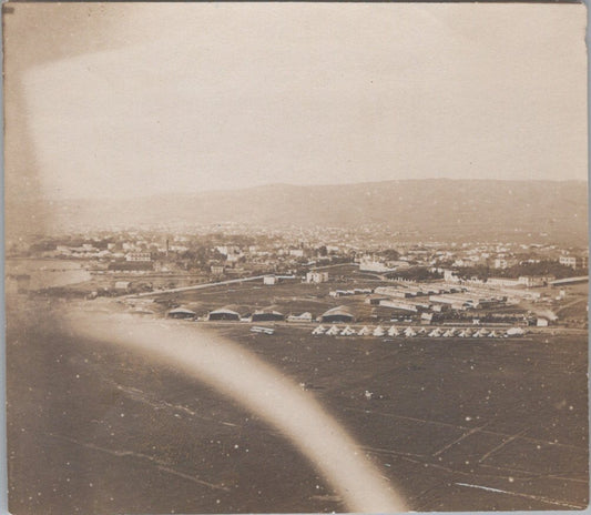 5 photos vue aérienne camp d'aviation Français Salonique 1914-1918 9x7 cm