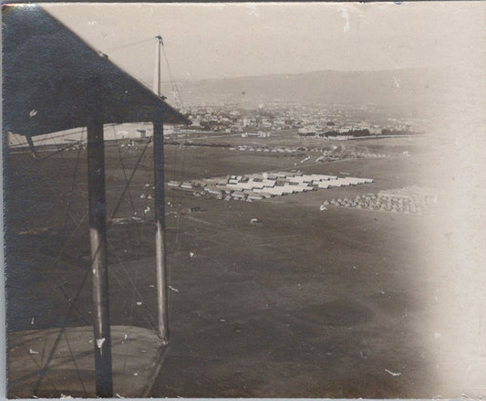 2 photos vue aérienne camp anglais et hôpital canadien  Salonique 1914-1918 9x7 cm