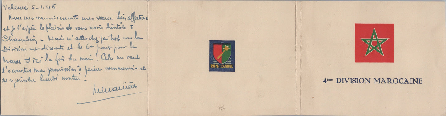 carte de Vœux 4° division marocaine Allemagne 1946