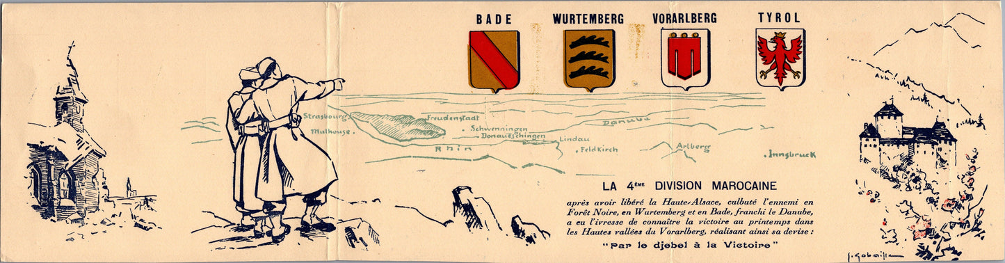 carte de Vœux 4° division marocaine Allemagne 1946