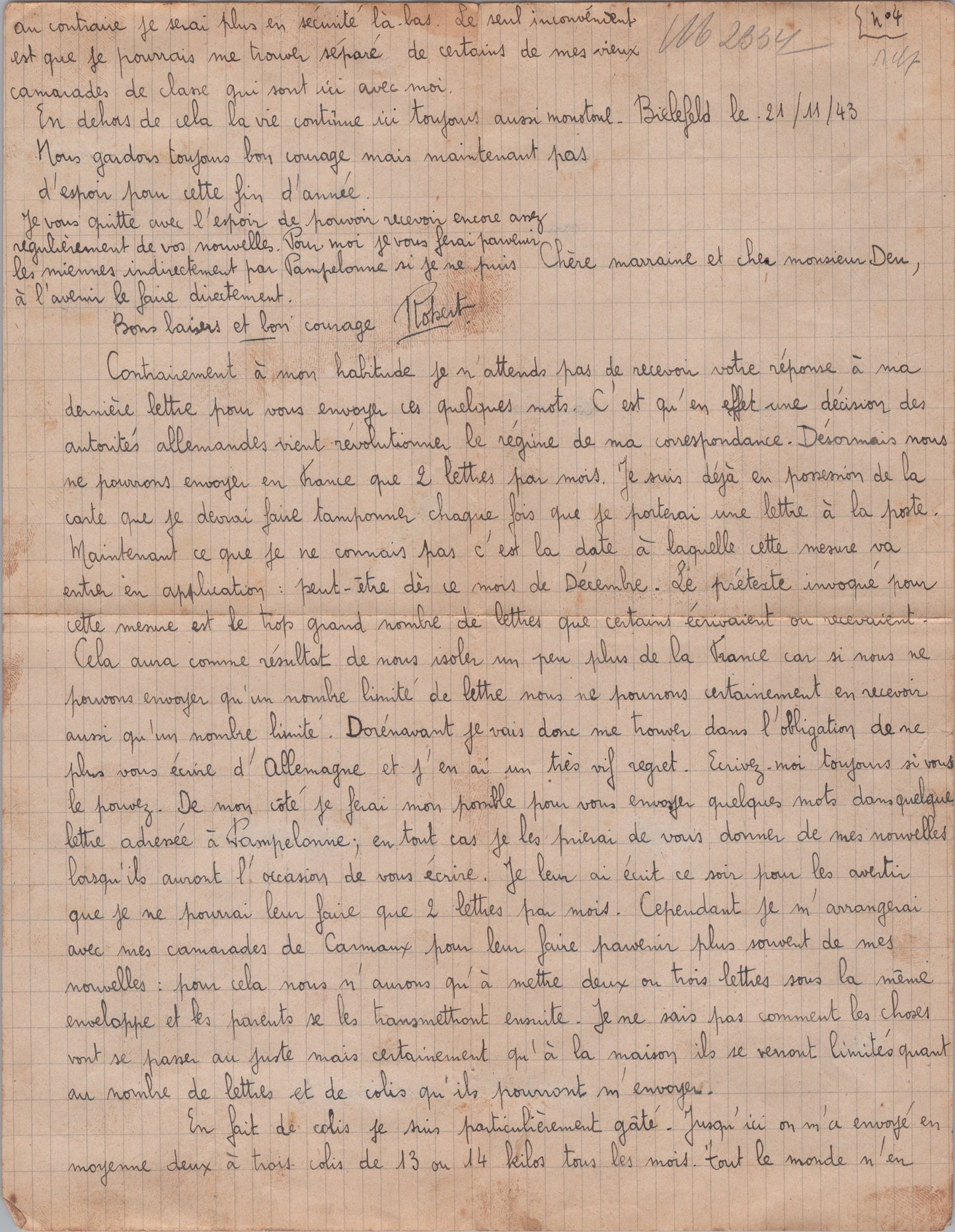 ensemble de courriers et documents pour un requis du STO de Toulouse 1939-45