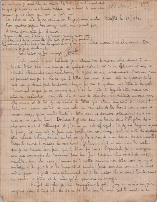 ensemble de courriers et documents pour un requis du STO de Toulouse 1939-45