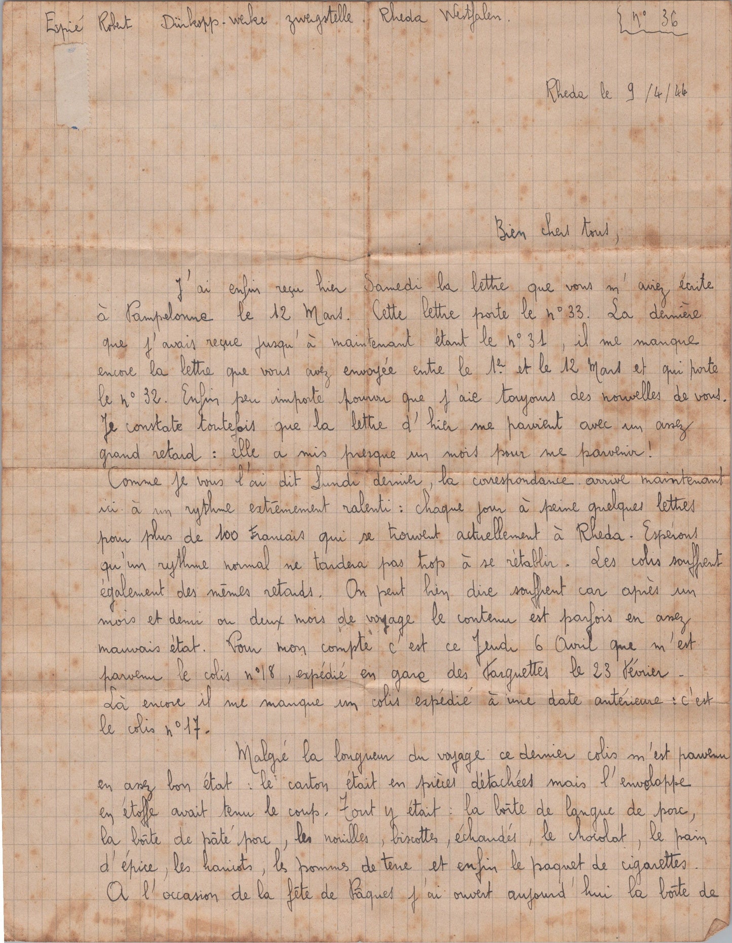 ensemble de courriers et documents pour un requis du STO de Toulouse 1939-45