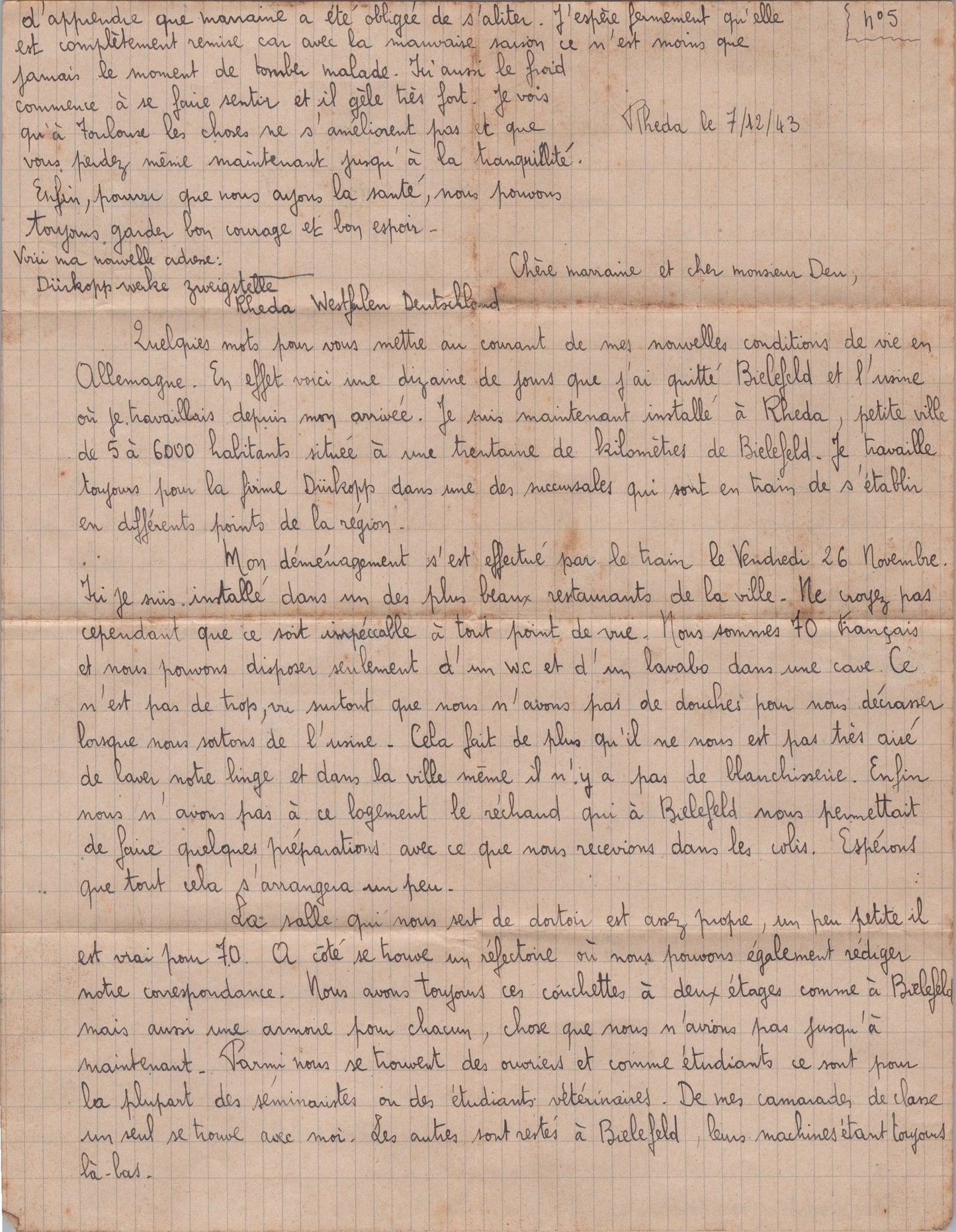 ensemble de courriers et documents pour un requis du STO de Toulouse 1939-45