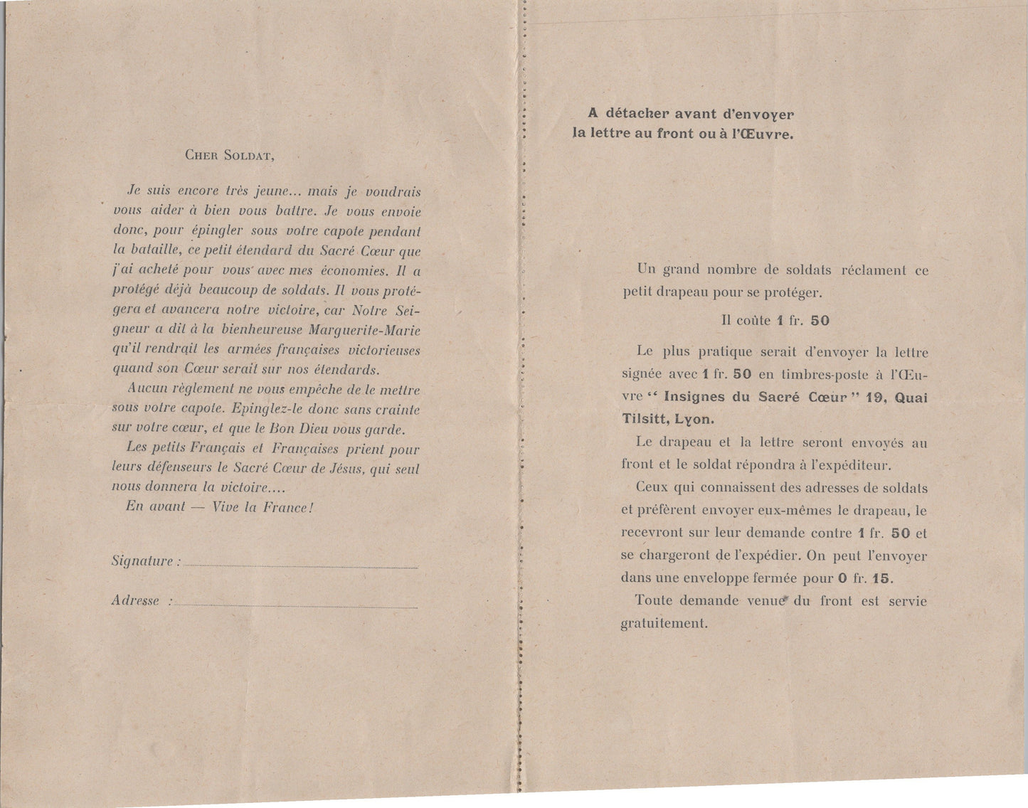 documents intéressants sur le fanion du sacré cœur France 1914-1918
