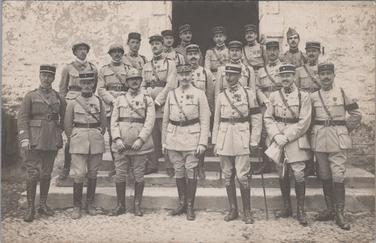 carte photo des officiers du 8° régiment de dragons avec un général 1914-1918