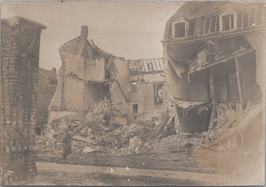 photo rue de Lille à Ypres 1915 11,5 x 8 cm