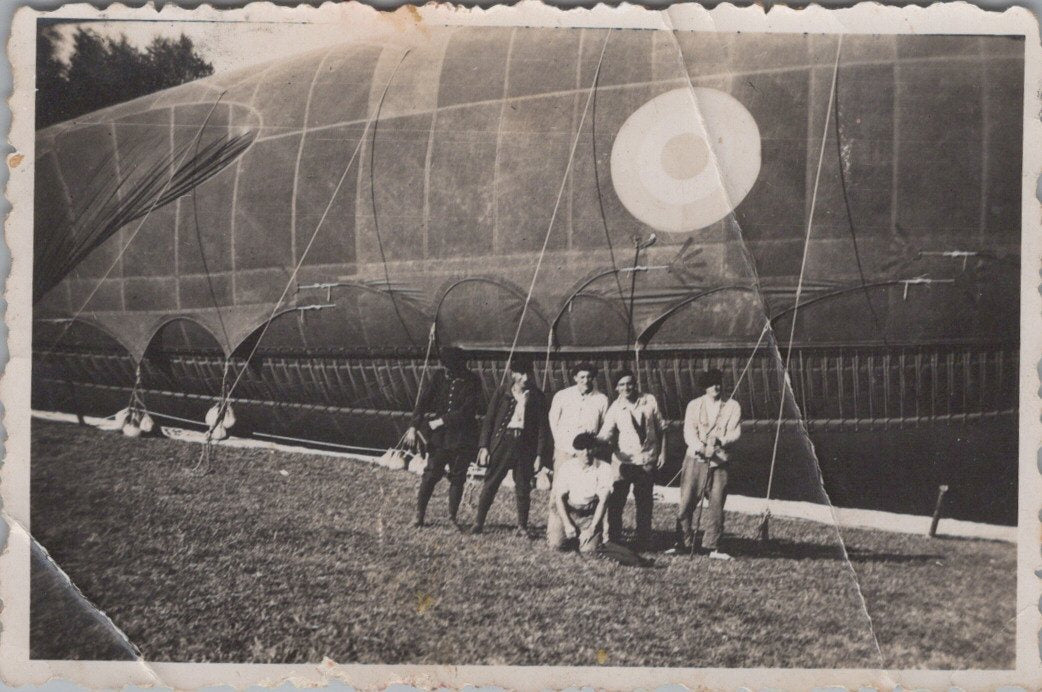photo ballon dirigeable  français saucisse années 20-30 9x6 cm
