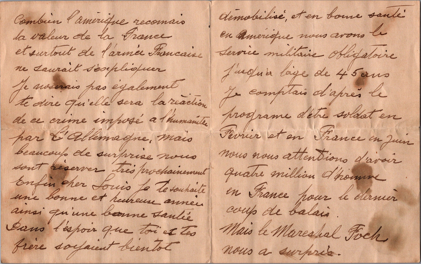 courrier d'un français installé à San Francisco demande de nouvelles novembre 1918