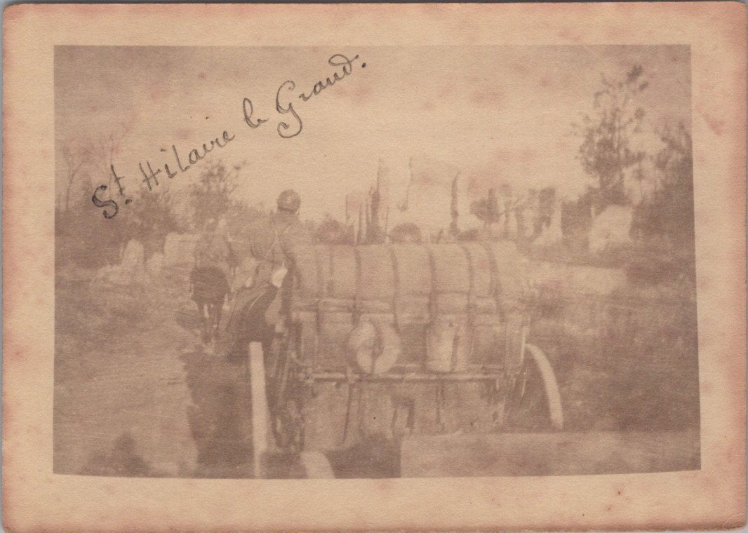 photo d'un attelage d'artillerie Saint Hilaire le Grand Champagne 1914-18 9x6,5 cm