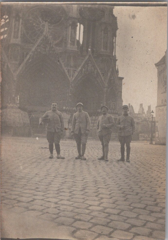 3 photos de la destruction de Reims 1914-1918 8x6 cm