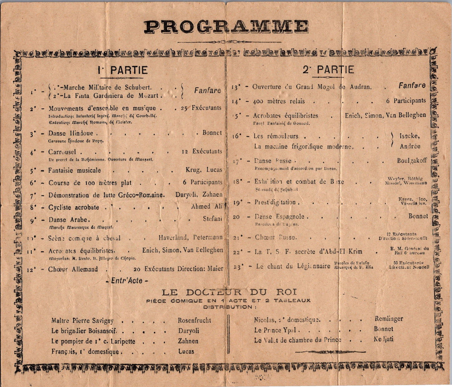 programme fetes de la Légion Etrangère Camerone 1929 1er Etranger Indochine