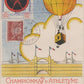 carte postale championnat d'athlétisme armée de l'air Lyon 1942, timbre avec insigne de l'escadrille GC1/1