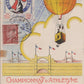 carte postale championnat d'athlétisme armée de l'air Lyon 1942, timbre avec insigne de l'escadrille GC1/4