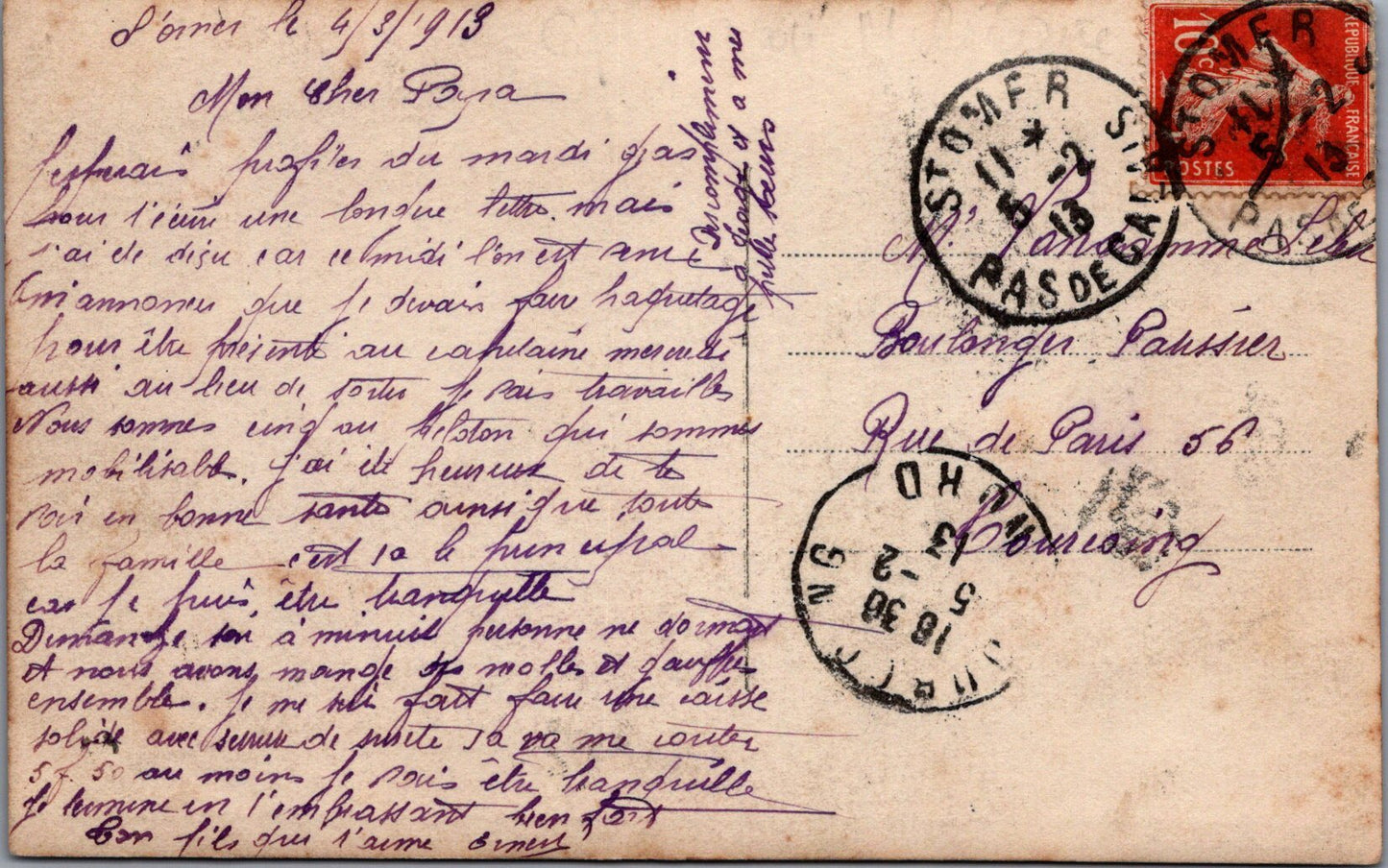 carte photo colorisée d'un dragon 1913