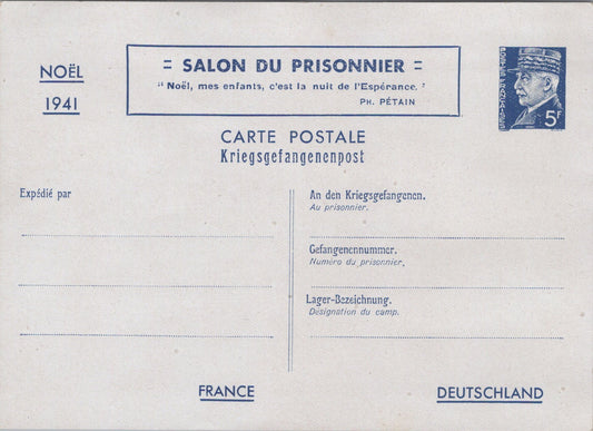 carte postale imprimée salon du prisonnier 1941