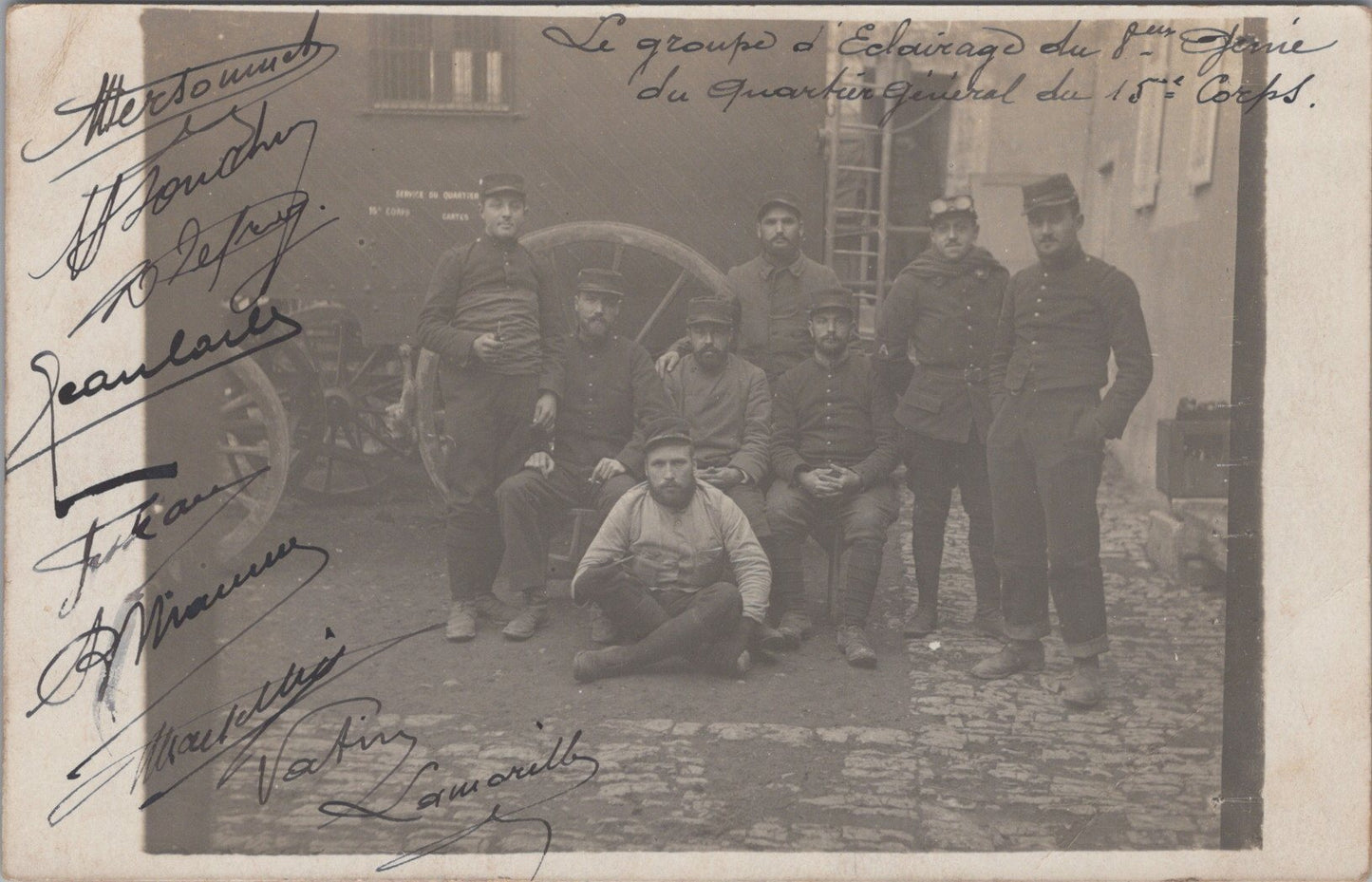 carte photo groupe d'éclairage du 8° génie 15° corps
