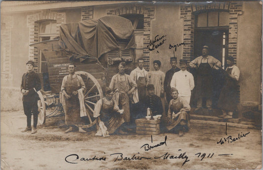 carte photo cantine Barbier camp de Mailly 1911