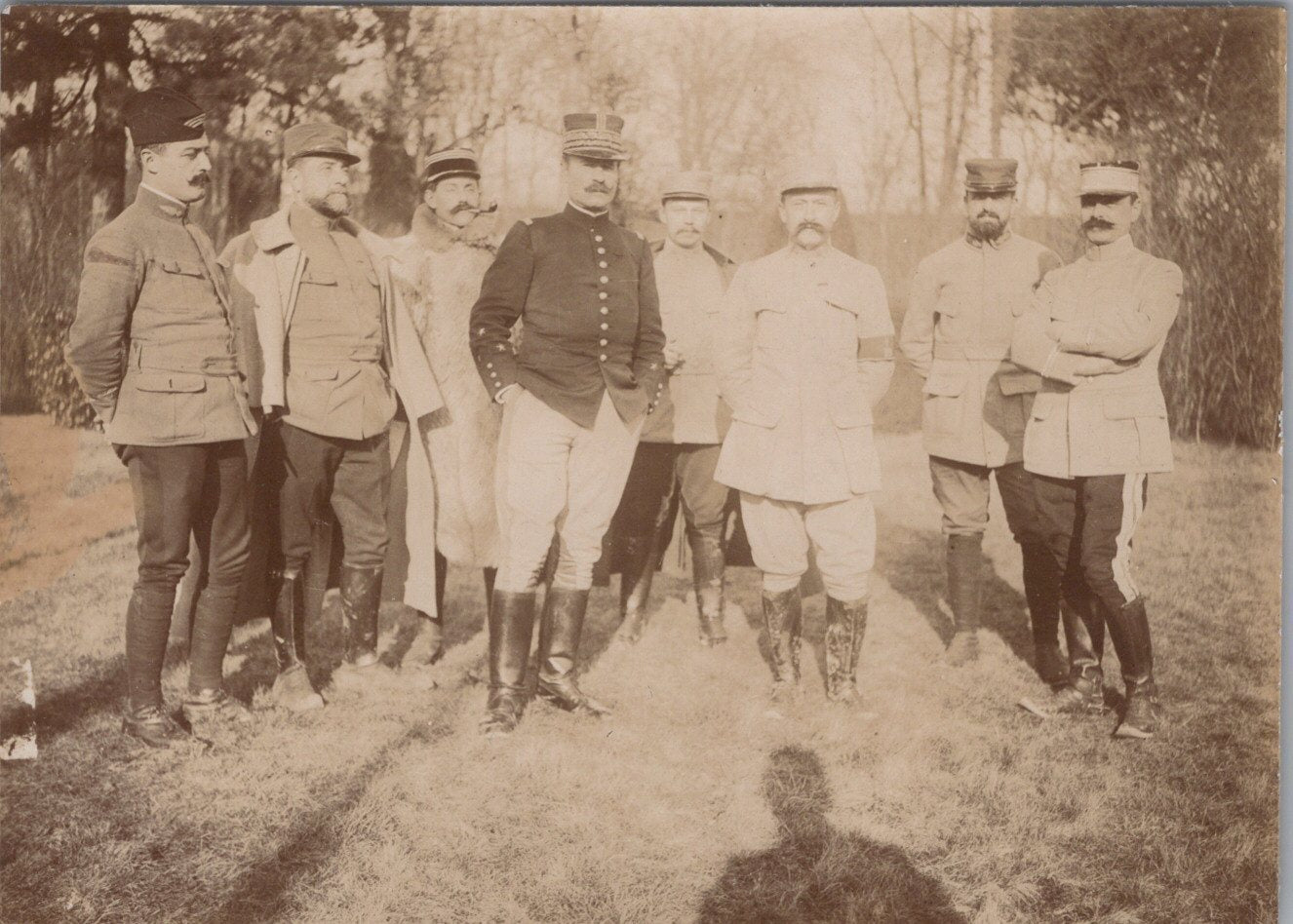 6 photos d'un état major en campagne avec généraux 11x8 cm