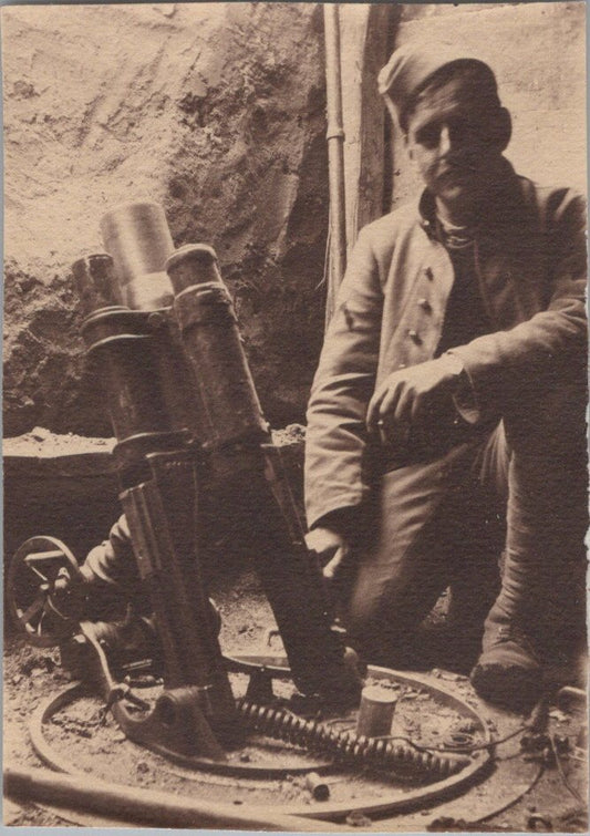 2 photos minenwerfer pris à Vailly Chemin des Dames 8x5,5 cm